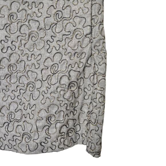 Comme Des Garcons Vintage Skirt Size Small Wool Midi Gray Embroidered Floral - Picture 3 of 7